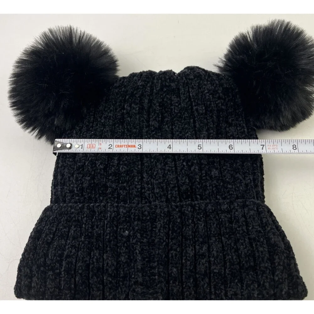 Black Bear Stretch Beanie Hat Insulated and Has Soft Fluffy Ears